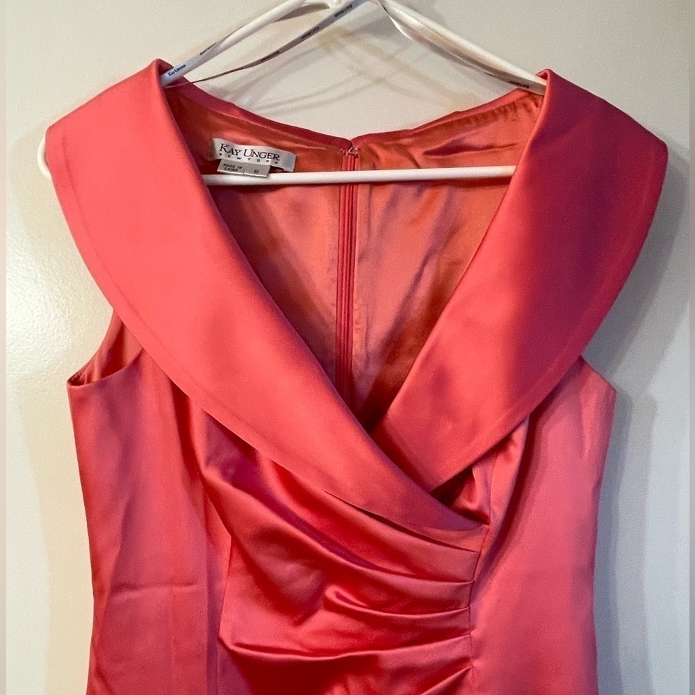 Kay Unger portrait collar stretch satin sheath dress - Picture 4 of 5
